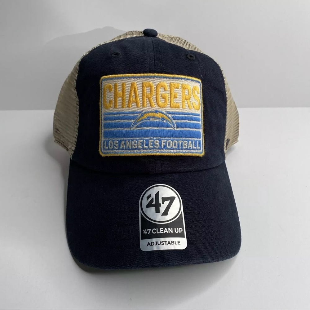 '47 Brand Clean Up Los Angeles Chargers Trucker Black SnapBack Hat Adjustable